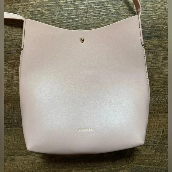 Anthropologie SAMARA shoulder bag EUC pale peony pink cottage core vegan suede - Picture 14 of 14